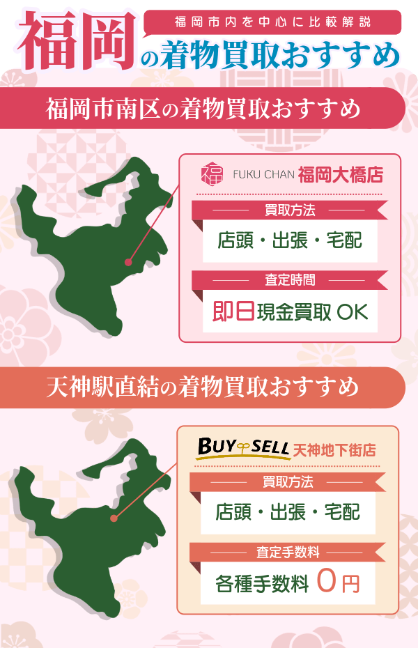 福岡の着物買取おすすめ2業者の特徴まとめ