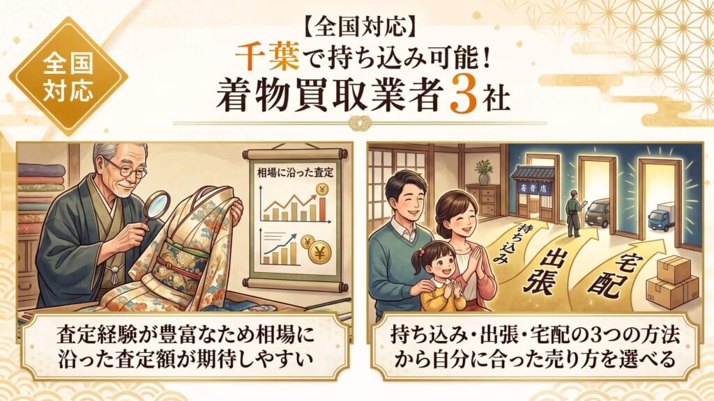 全国展開の着物買取業者のメリットについてまとめた画像