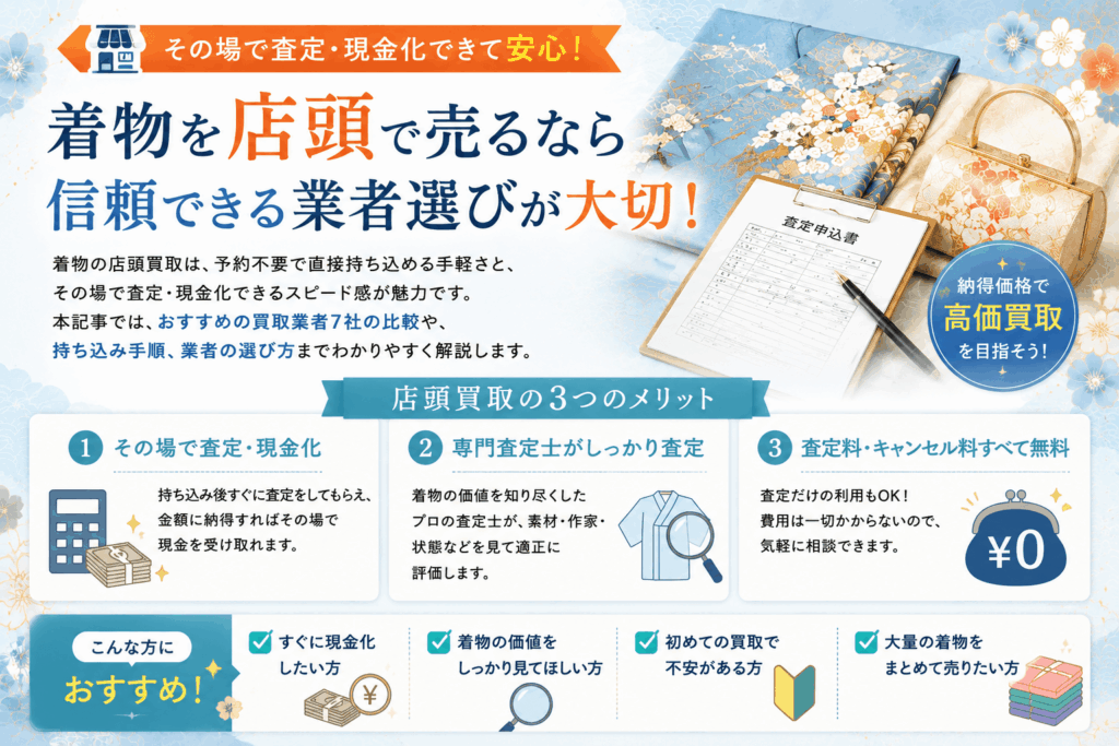 着物の店頭買取・宅配買取・出張買取の違いと向いている人についての画像