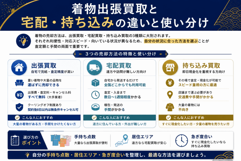 着物出張買取と宅配・持ち込みの違いと使い分け画像